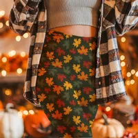 Autumn Maple Leaves Fall Green Leggings