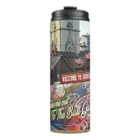 Welcome to Dubuque, Iowa Sign with American Flags Thermal Tumbler