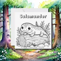 Salamander | Kid's Coloring Page Card