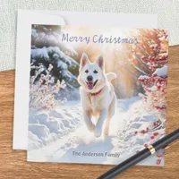 White German Shepherd Dog Alsatian Christmas Holiday Card