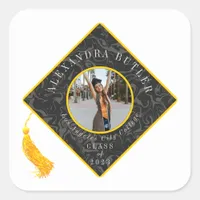 Gold Tassel Photo Script Class of 2023 Graduation Square Sticker