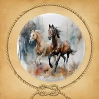 Western Wild Horse Button