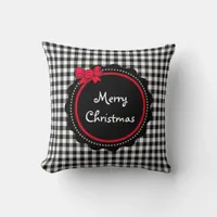 Buffalo Plaid Merry Christmas Festive Decor Throw Pillow