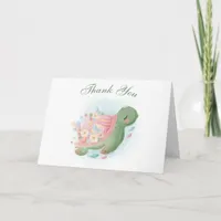 Floral Sea Turtle Baby Shower Thank You Card