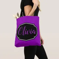 Vibrant, Bold Fuchsia Purple Personalized Tote Bag