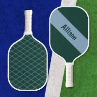 Preppy Blue on Green Pickleball Paddle with Name