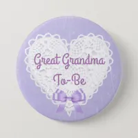 Purple Lacy Great Grandma-To-Be Baby Shower Button