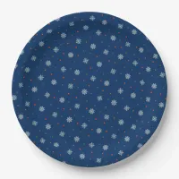 Winter snowflakes and dots pattern paper plates