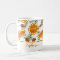 Christmas Watercolor Citrus Oranges Personalized Coffee Mug