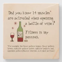 Fitness Is My Passion Funny Wine Quote Stone Coaster
