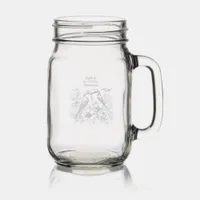 Love Birds Bride & Groom Mason Jar W/ Handle