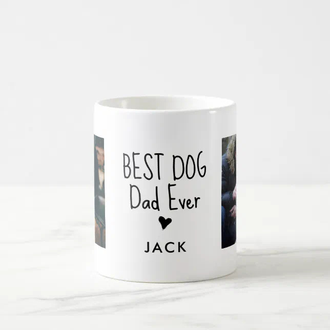 Two Photo | Best Dog Dad Ever Handwritten Text Coffee Mug