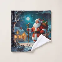 Joyful winter Christmas celebration scene Wash Cloth