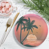 Tropical Isle Sunrise Wedding Pink ID581 Paper Plates