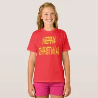 Merry Christmas Starry Night Font Girls T-Shirt