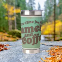 Coffee and Games Times Fun Vintage Style Insulated Tumbler