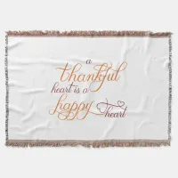 thankful heart is a happy heart thanksgiving throw blanket