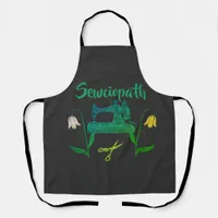 Sewciopath Funny Quote in Green-Sewing Machine Apron