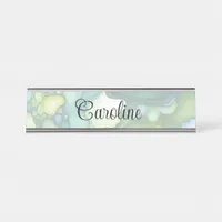 Serenity in Green Abstract Flowing Forms Desk Name Plate