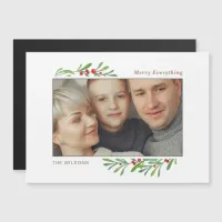 Holly Berry Gold Botanical Photo Holiday Magnetic