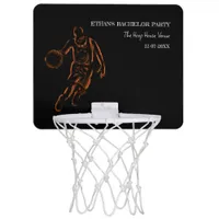 Black Orange Basketball player champion party Mini Basketball Hoop