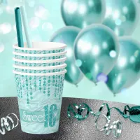 Satin Jewel Sweet Sixteen Teal ID260 Paper Cups