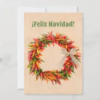 Southwest Chile Ristra Wreath Flat Holiday Card