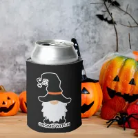 Halloween Gnome Witch White Hair Black Hat Can Cooler