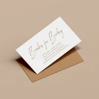 Modern Tan Brown Handwritten Books for Baby Enclosure Card