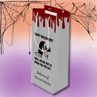 Happy Halloween Cat Headless Dripping Blood Wine Gift Bag