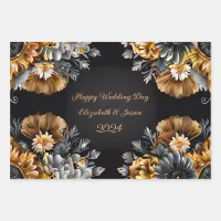 Personalized Wedding Gift Gold & Silver  Wrapping Paper Sheets