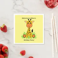 Cute funny baby giraffe for kids birthday   napkins