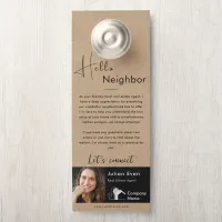 Hello Neighbor Rustic Brown Real Estate Farming  Door Hanger