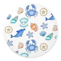 Seaside Coastal Crab, Dolphin and Seashells Ceramic Knob
