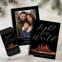 Elegant Light of the World Bible Verse Christmas Holiday Card