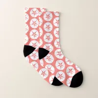 Coral Peach White Beach Wedding Seashell Pattern Socks