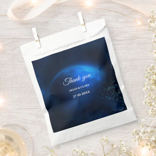 Celestial wedding Full Blue Moon & Stars Midnight Favor Bag