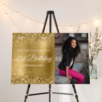 Glittery Gold Foil Welcome 21st Birthday Foam Board