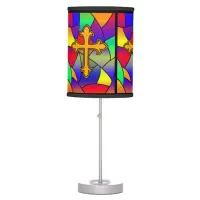 Stained Glass and Cross   Table Lamp