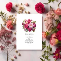 Vibrant Raspberry Floral Wedding Invitation