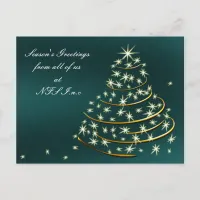 Aqua Gold Christmas Tree Corporate Holiday Postcard