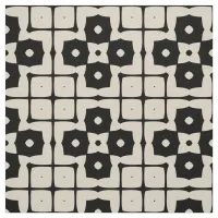 Elegant Mosaic Black & Beige Geometric Pattern Fabric