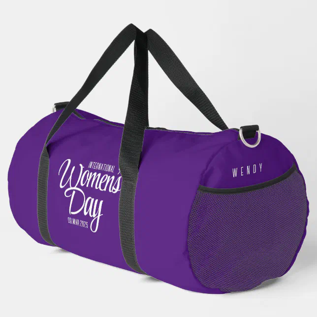 Purple Script International Women's Day March 8 Duffle Bag