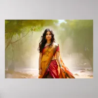 Desi in a sari painting poster