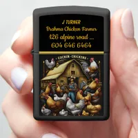 Cochin Farmer With Flock in Barnyard Zippo Lighter