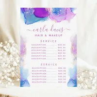 Signature Script Purple Blue Ink Service Price Menu