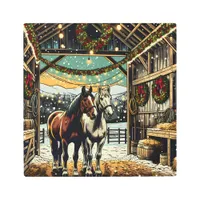 Merry Christmas Cartoon Horses   Metal Print