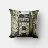 Liege, A Surreal Dreamscape Stone Castle Throw Pillow