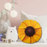 Yellow and Brown Floral  Round Pillow