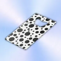 Black Polka Dots on White | Credit Card Bottle Opener